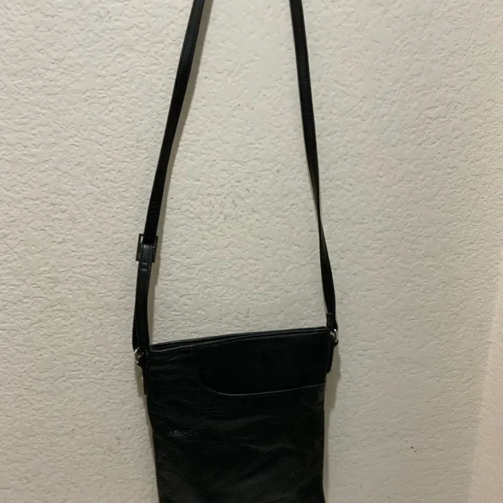 Margot Crossbody Bag Black Genuine Leather Handbag Purse Small